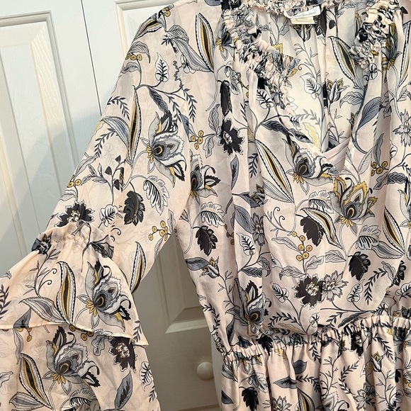 EUC Shoshanna Pale Pink Floral A-Line Silk Dress Size 0 - Picture 5 of 11